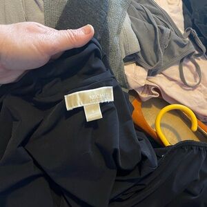 Michael lots navy short cap style sleeve body hugging dress